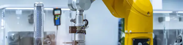 Industrial robot arm in a production environment (automation)