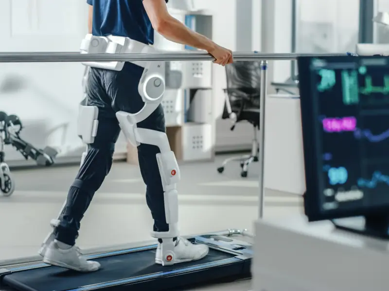 Medical exoskeleton used on a treadmill for gait rehabilitation and gait analysis