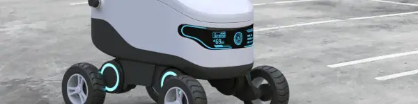 Wheeled mobile robot outdoors (robotics symbol image)